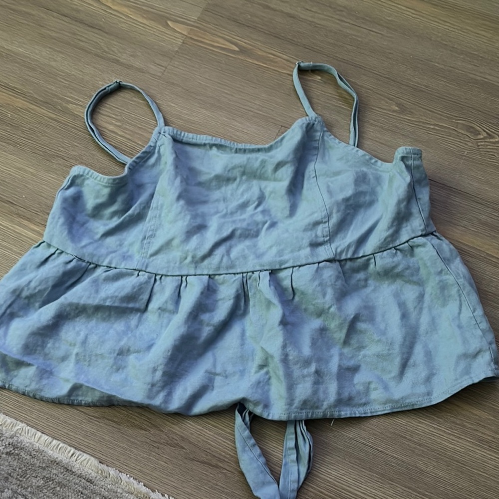 Blue Sleeveless Peplum Top